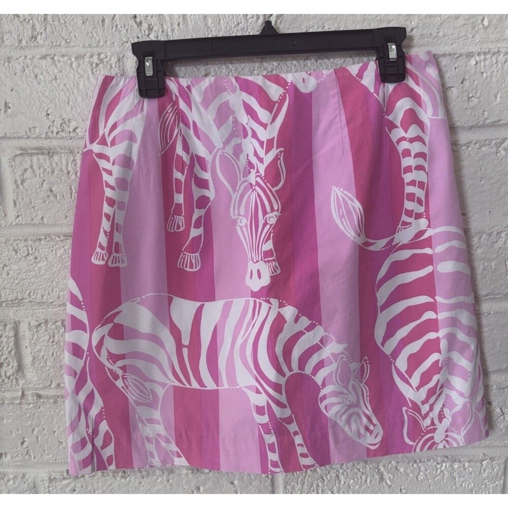 Lilly Pulitzer Women's Size 8 Cotton Skirt El Casa Zebra Print Pink White Preppy